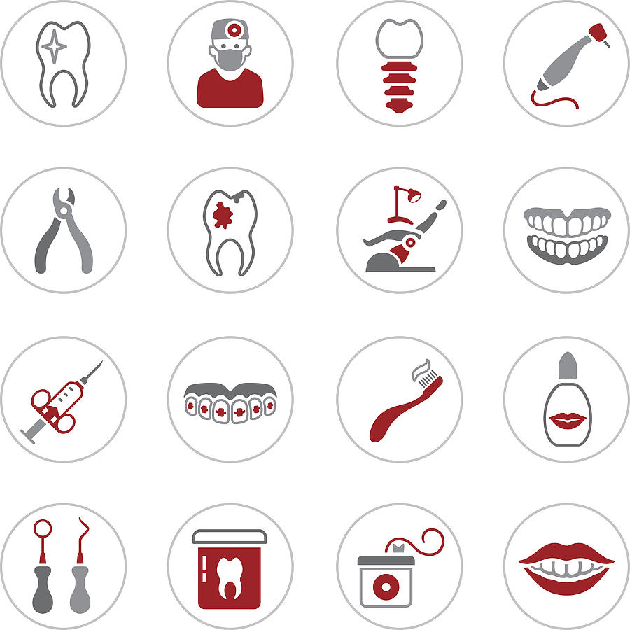 Dental Icons Drawing by AlonzoDesign