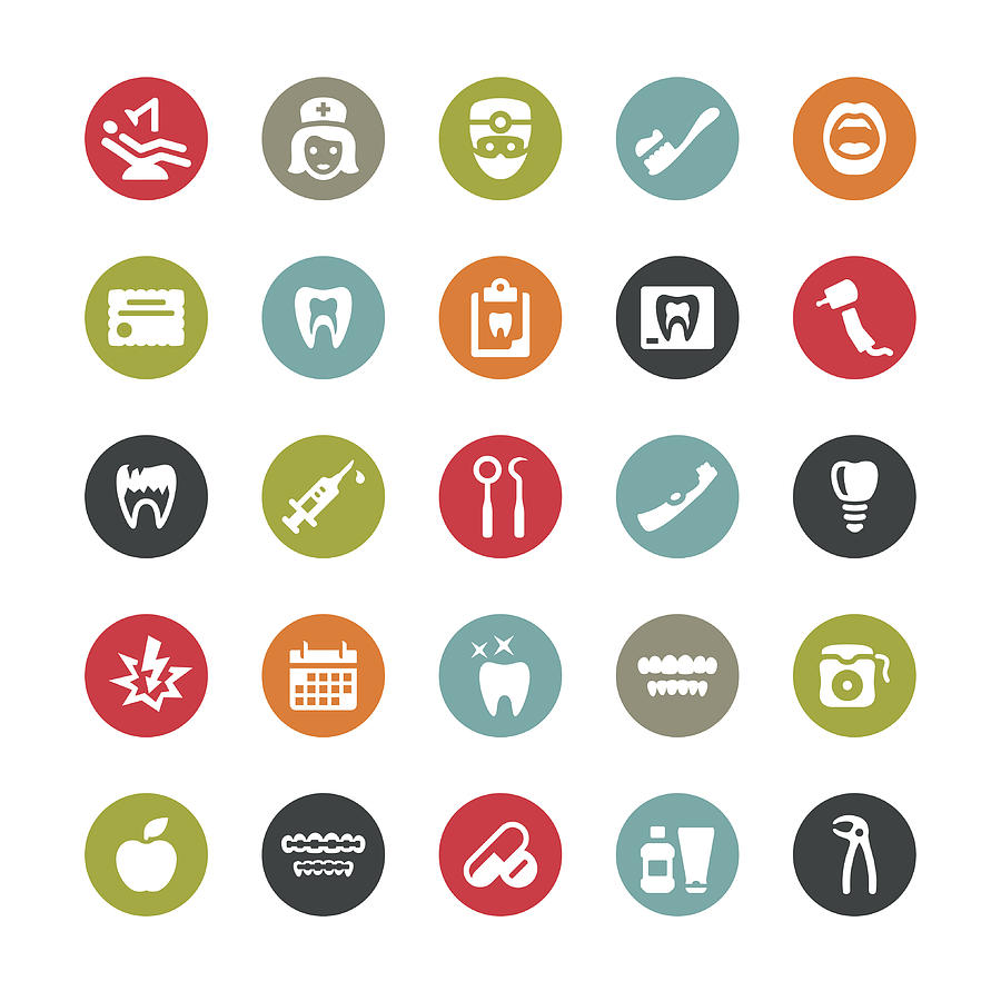 Dental related vector icons / Ringico series Drawing by Lushik