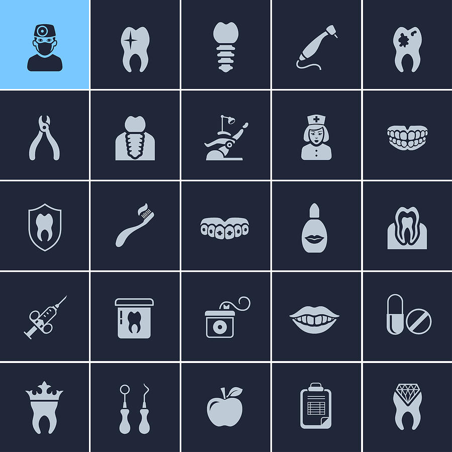 Dentistry Icons Drawing by AlonzoDesign