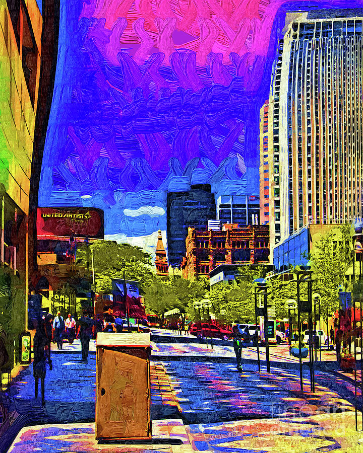 Denver 16th Street Mall In Fauvism Digital Art by Kirt Tisdale