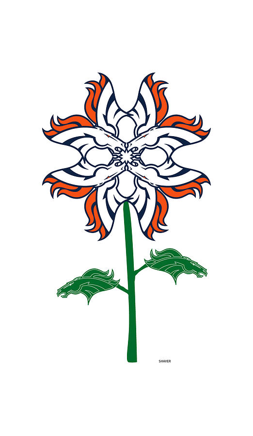 Denver Broncos - NFL Football Team Logo Flower Art Digital Art by Steven Shaver