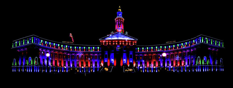 Denver Civic Center Decorated in Holiday Lights  Photograph by Phillip Rubino