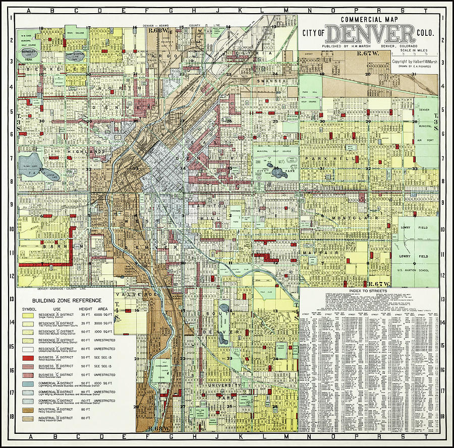 Denver Colorado Historical Vintage City Map 1939 Photograph by Carol Japp