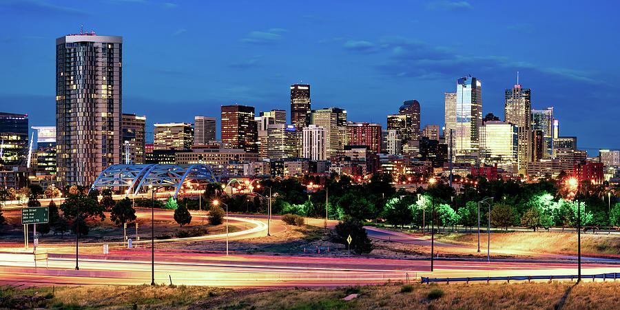 Denver Colorado Panoramic Cityscape Over The Speer Boulevard Bridge Photograph
