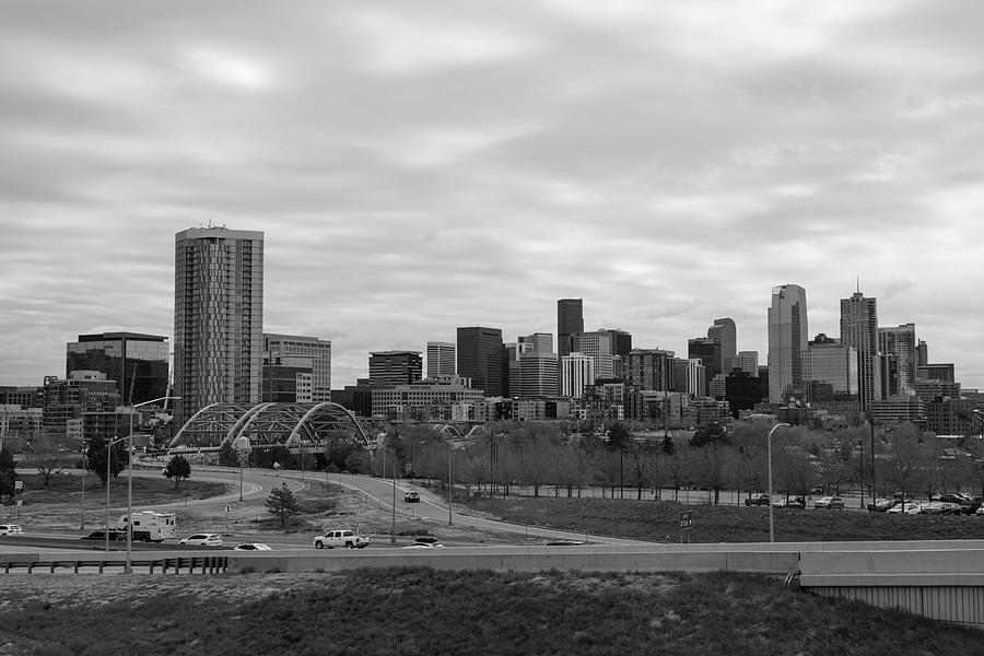 Denver Colorado skyline in black and white Photograph by Eldon McGraw