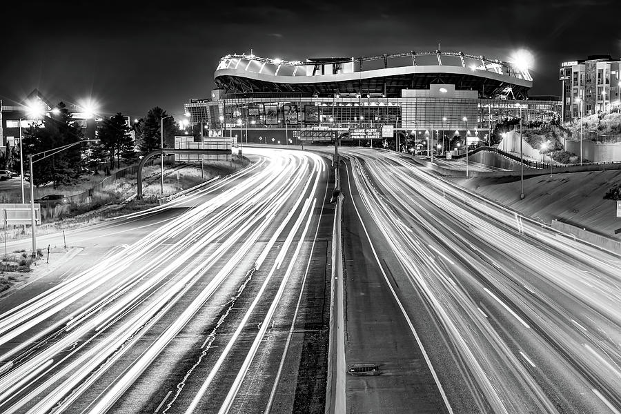 Denver Colorado Stadium At Mile High - Black And White Photograph