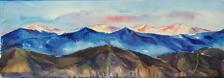 Denver during Sunrise watercolor  gift Painting by Geeta Yerra