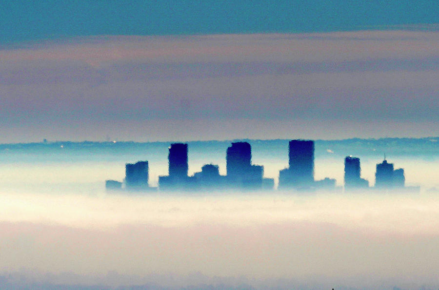 Denver Foggy Skyline Photograph by Rick Wilking