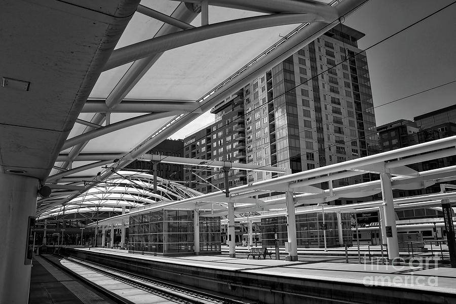 Denver Light Rail Platform At Union Station Digital Art by Kirt Tisdale