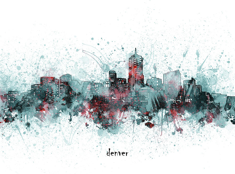 Denver Skyline Artistic V2 Digital Art by Bekim M | Fine Art America