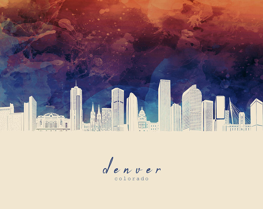 Denver Skyline Panorama 3 Digital Art