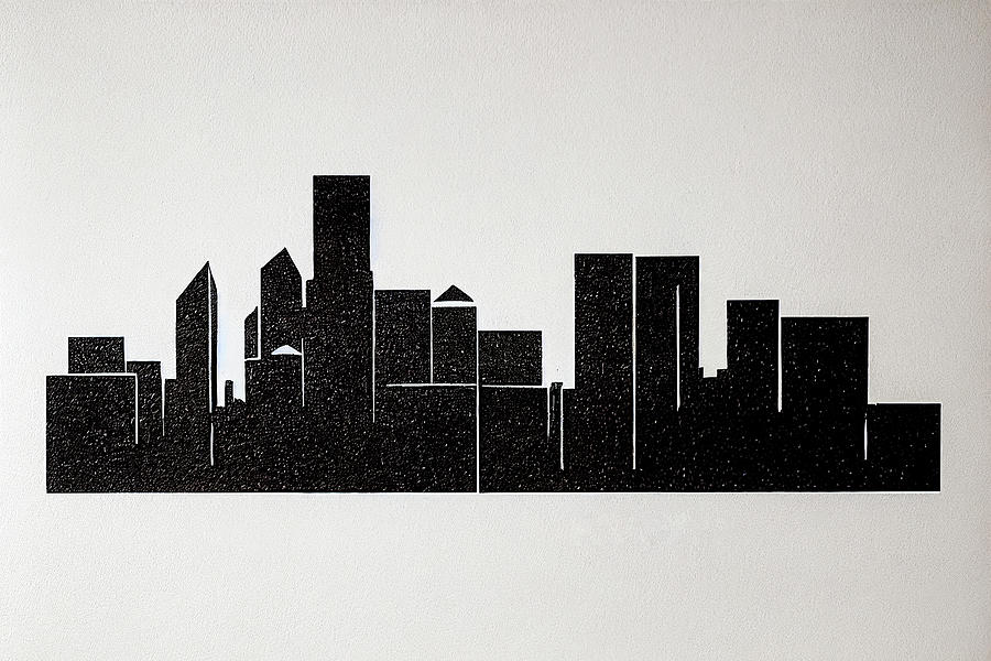 Denver Skyline Silhouette Digital Art by OLena Art