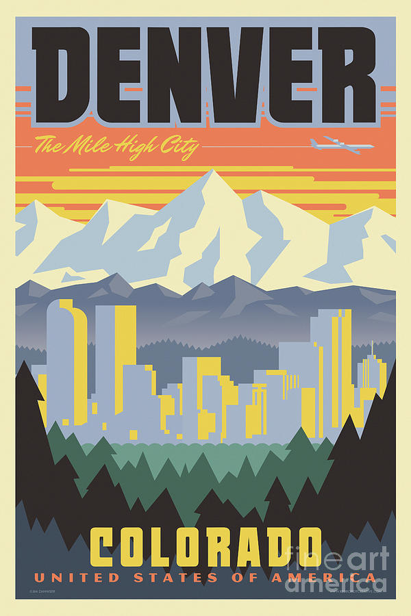 Denver - Travel Poster Digital Art by Jim Zahniser