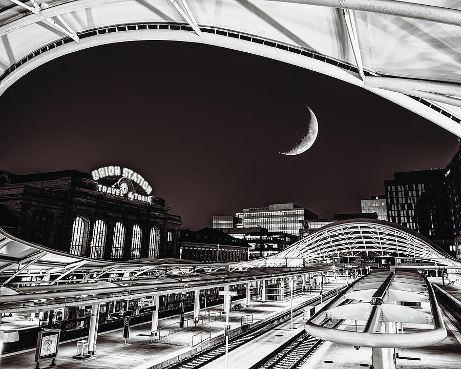 Denver Union Station Sepia Moonlight Photograph by Gregory Ballos ...