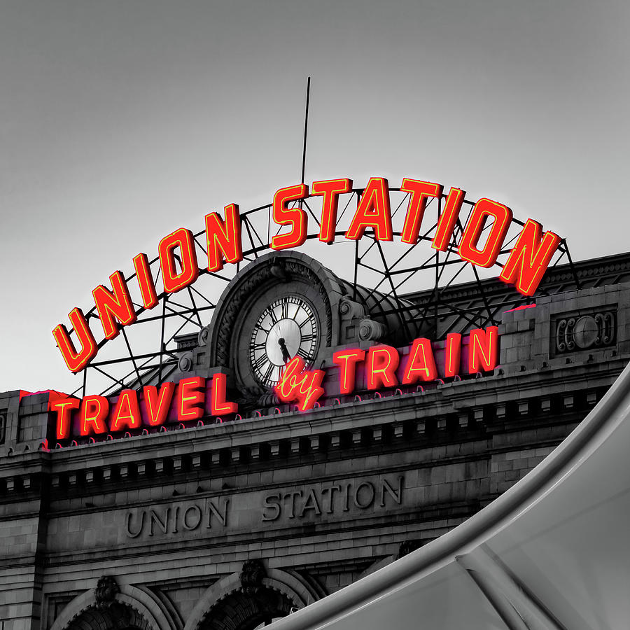 Denver Union Train Station - Selective Color Photograph by Gregory Ballos