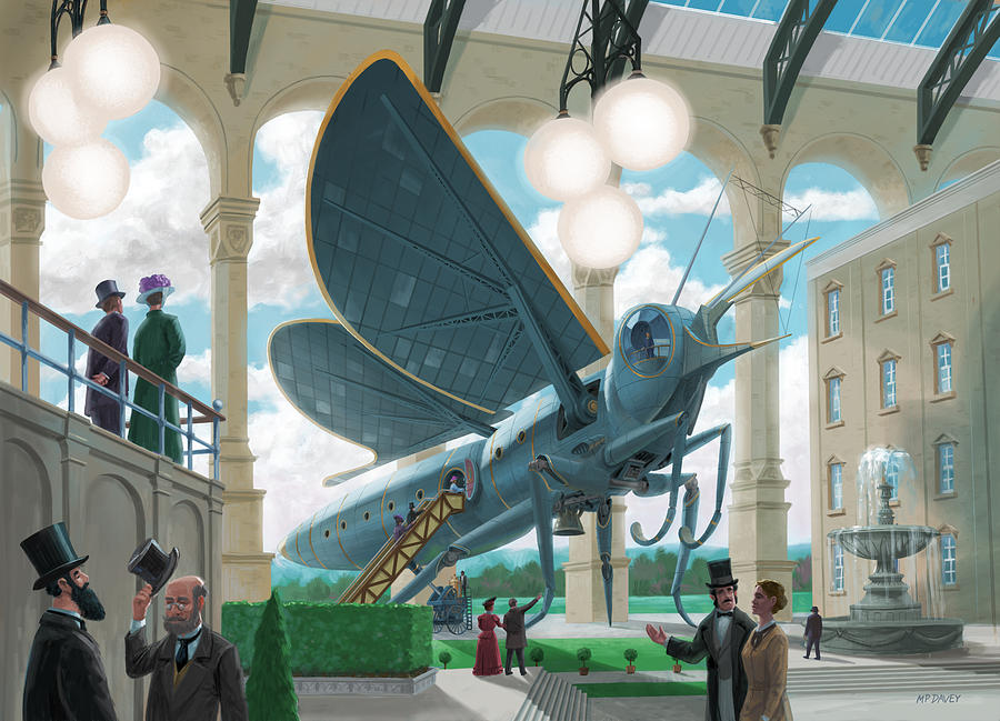 Departure of large steam punk Victorian butterfly  Digital Art by Martin Davey