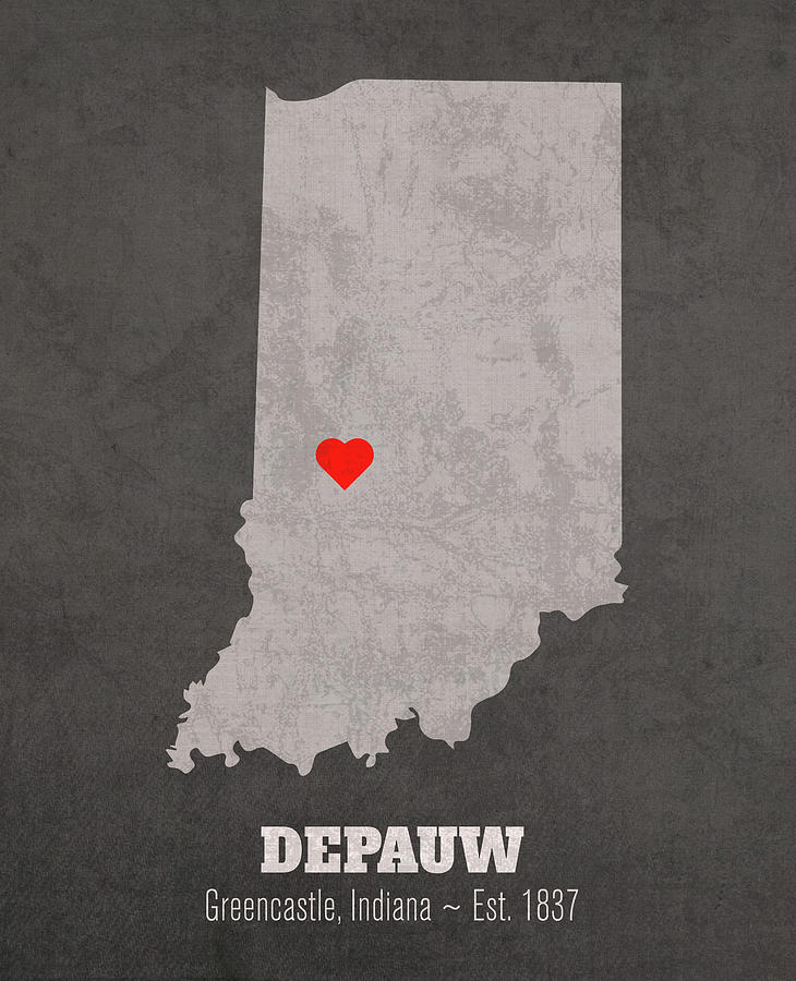 Map Mixed Media - DePauw University Greencastle Indiana Founded Date Heart Map by Design Turnpike