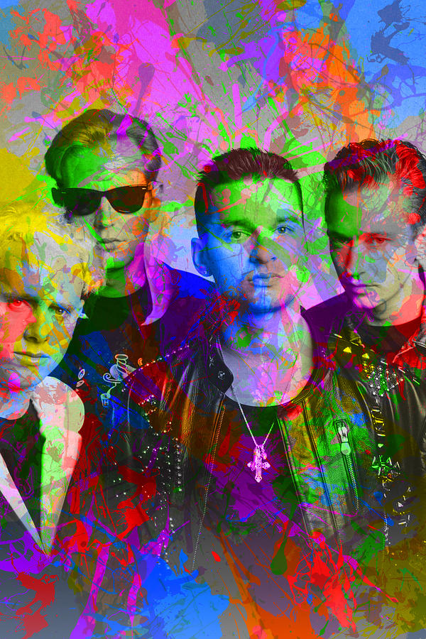 Depeche Mode Mixed Media - Depeche Mode Band Paint Splatters Portrait by Design Turnpike
