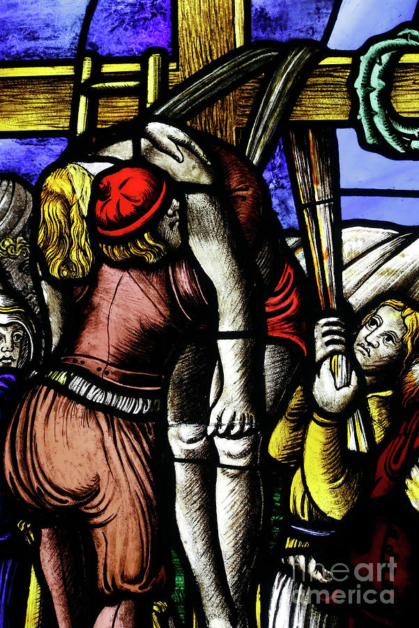 Deposition of Christ, stained glass Glass Art by Italian School
