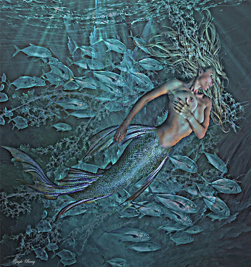 Mermaid Mixed Media - Depth by Gayle Berry