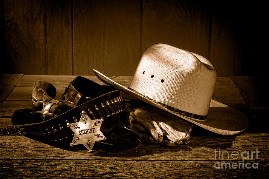 Deputy Sheriff Gear - Sepia Photograph by Olivier Le Queinec