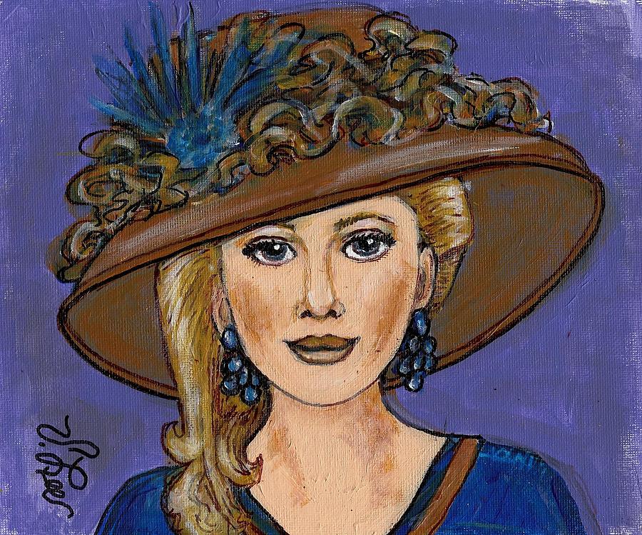 Derby Gal with Big hat Painting by VLee Watson