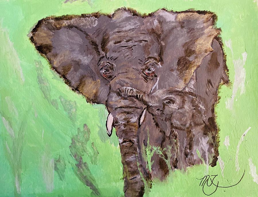 African Elephants Painting by Melody Fowler