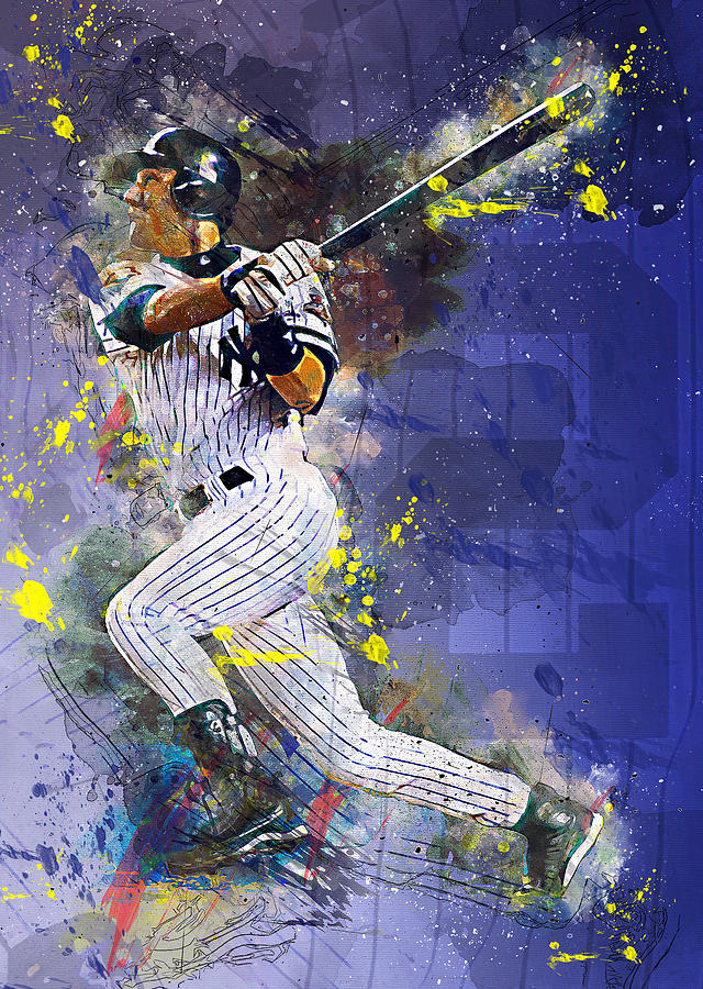 Derek Jeter NY Yankees Mixed Media Digital Art by Elite Editions - Pixels