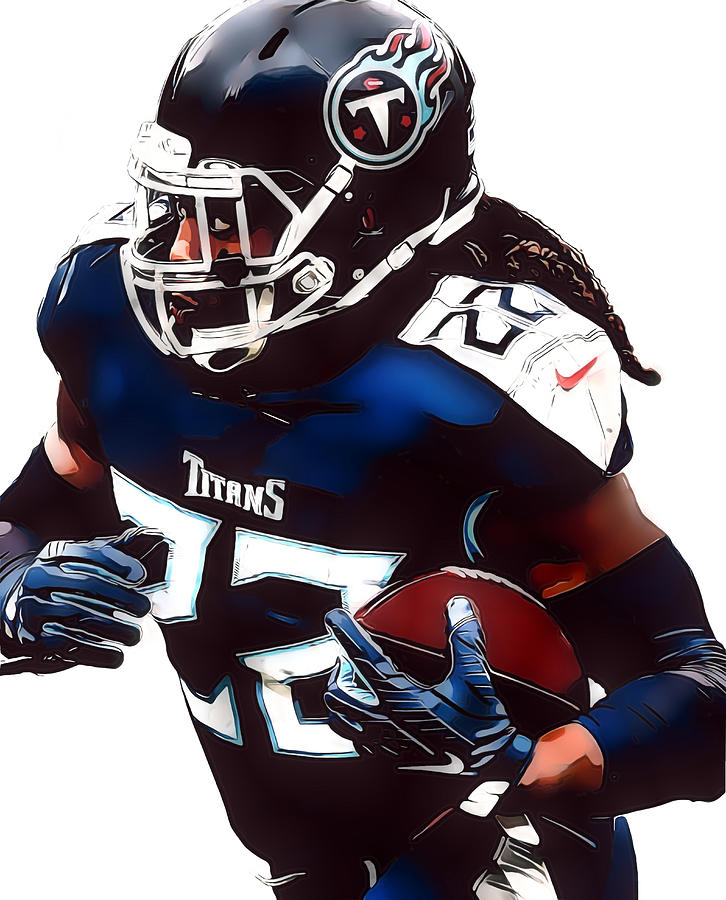 Derrick Henry Tennessee Titans Watercolor Strokes Pixel Art 300 Mixed