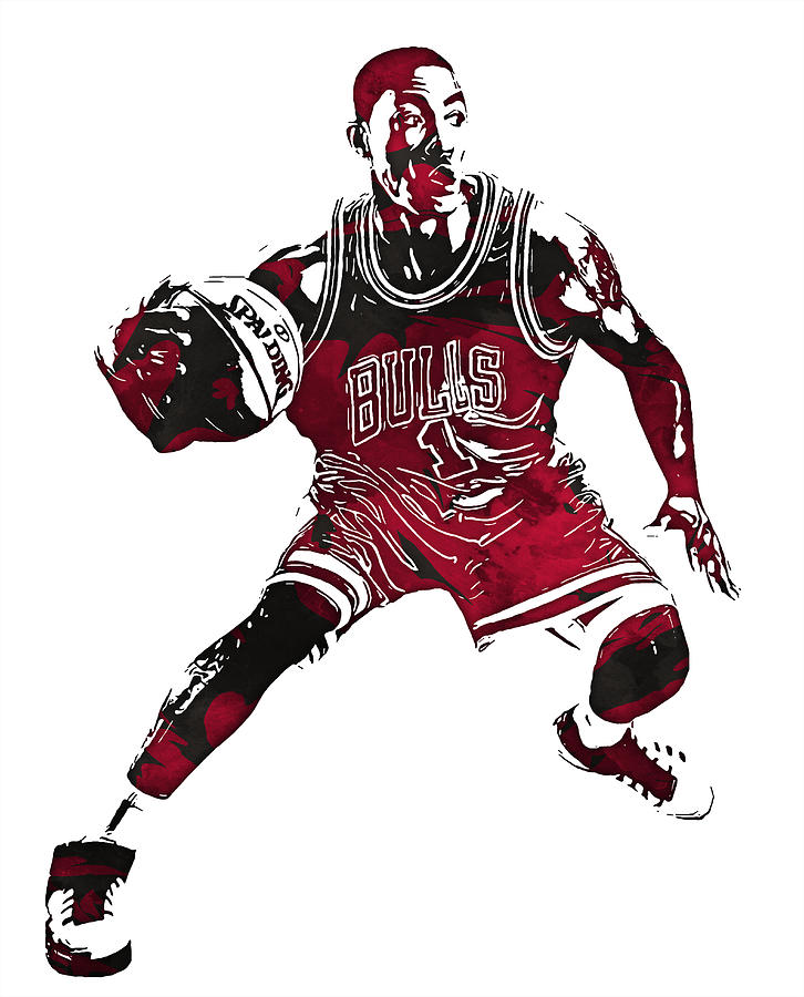 Derrick Rose Chicago Bulls Watercolor Strokes Pixel Art By Joe