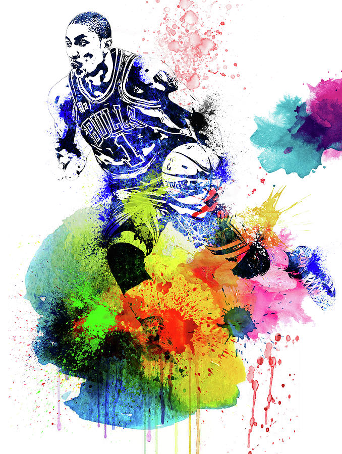 Derrick Rose Mixed Media - Derrick Rose Watercolor I by Naxart Studio