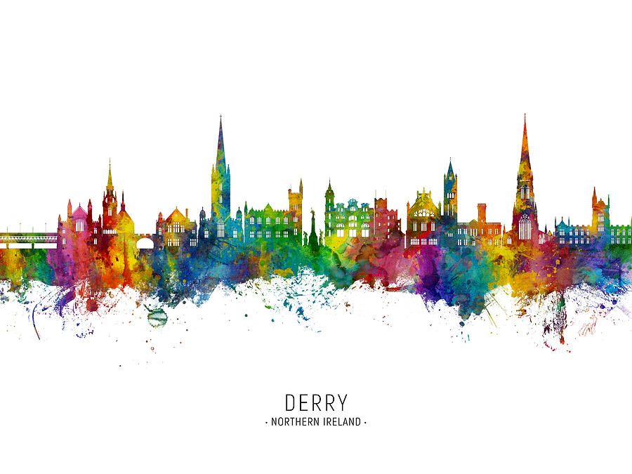 Derry Northern Ireland Skyline #43 Digital Art by Michael Tompsett