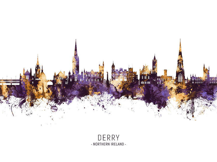 Derry Northern Ireland Skyline #45 Digital Art by Michael Tompsett