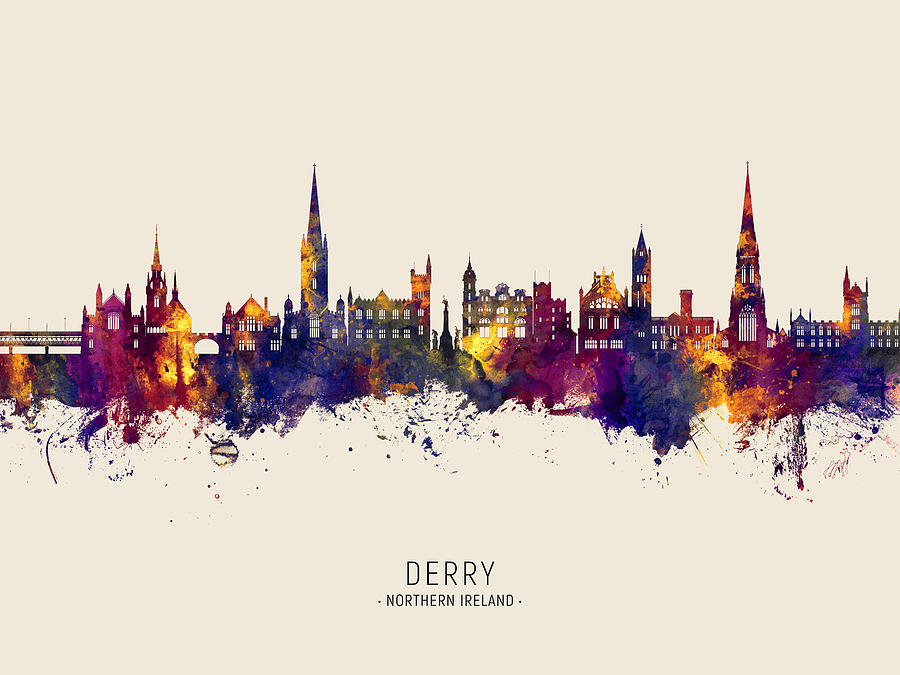 Derry Northern Ireland Skyline #48 Digital Art by Michael Tompsett