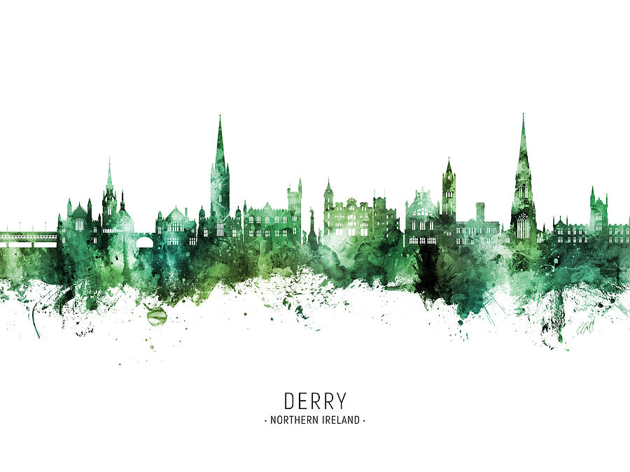 Derry Northern Ireland Skyline #50 Digital Art by Michael Tompsett