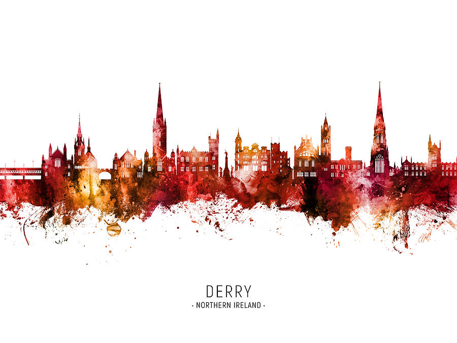 Derry Northern Ireland Skyline #53 Digital Art by Michael Tompsett