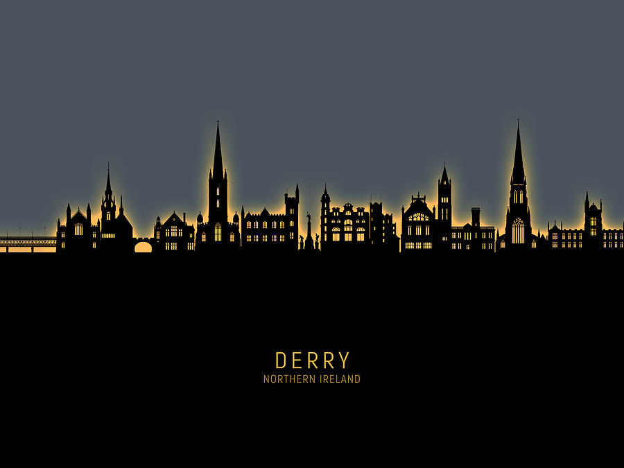 Derry Northern Ireland Skyline #56 Digital Art by Michael Tompsett
