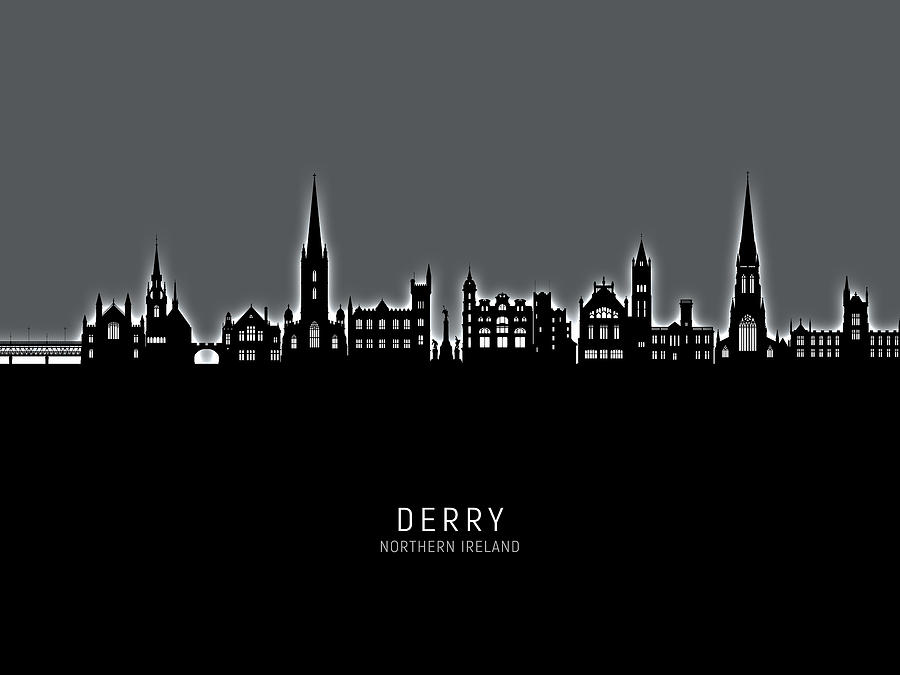 Derry Northern Ireland Skyline #57 Digital Art by Michael Tompsett