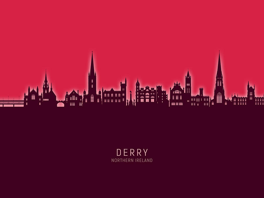 Derry Northern Ireland Skyline #62 Digital Art by Michael Tompsett