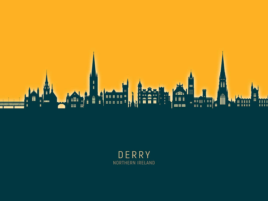 Derry Northern Ireland Skyline #63 Digital Art by Michael Tompsett