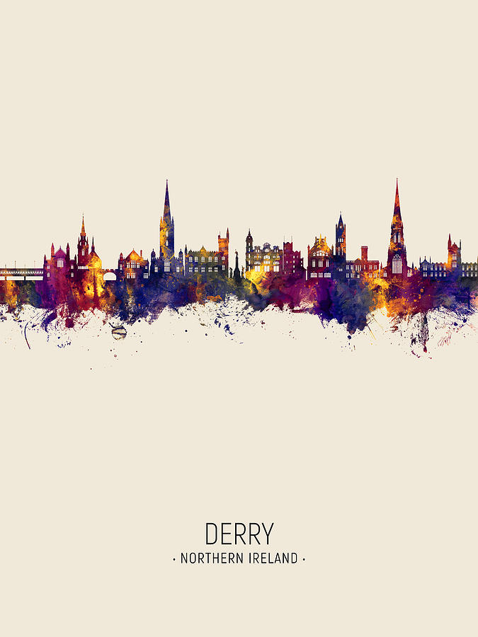 Derry Northern Ireland Skyline #66 Digital Art by Michael Tompsett