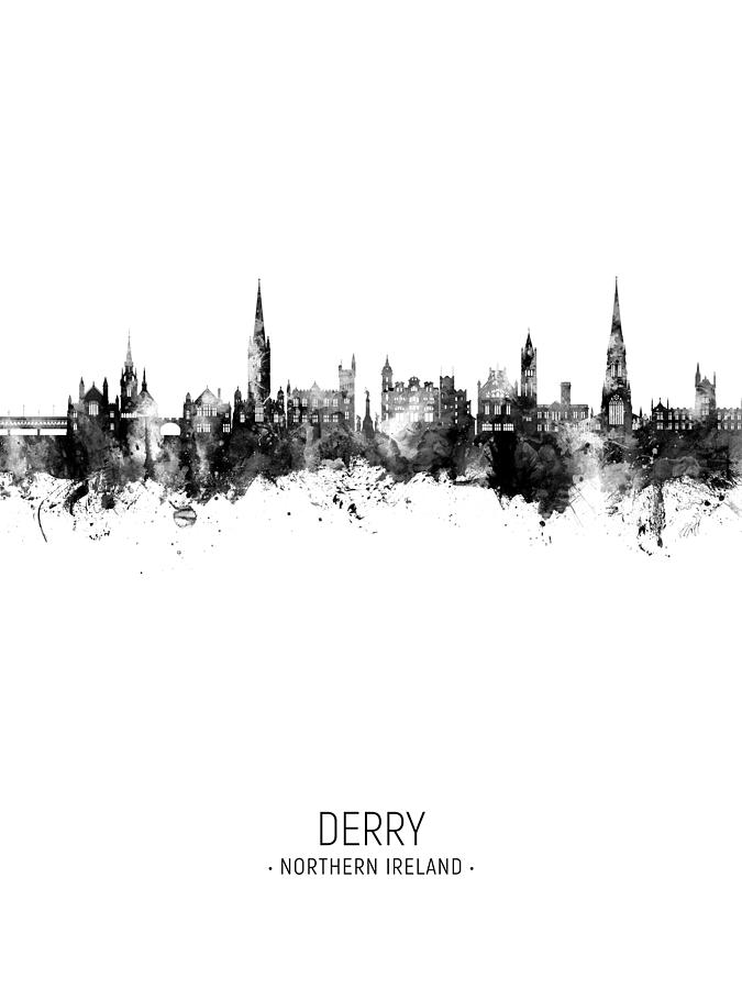 Derry Northern Ireland Skyline #69 Digital Art by Michael Tompsett