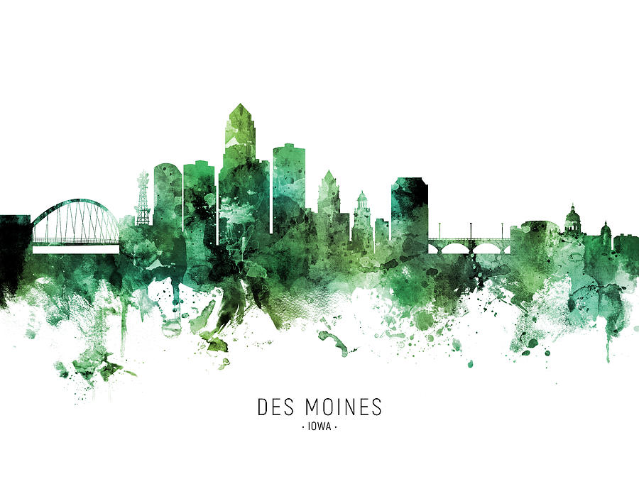 Des Moines Iowa Skyline #72 Digital Art by Michael Tompsett