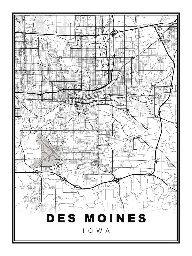 Des Moines Map Digital Art by Ipsita Das - Fine Art America