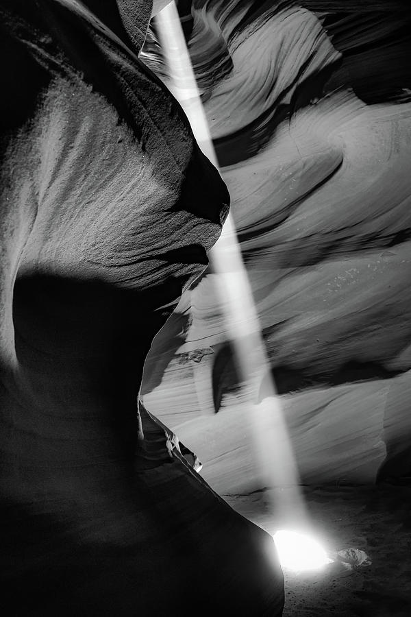 Descent Of Light - Antelope Canyon Monochrome Photograph by Gregory Ballos