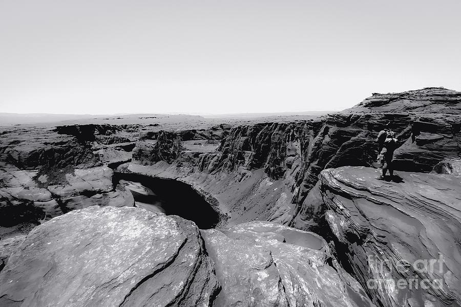 Desert At Horseshoe Bend Arizona In Black And White Photograph