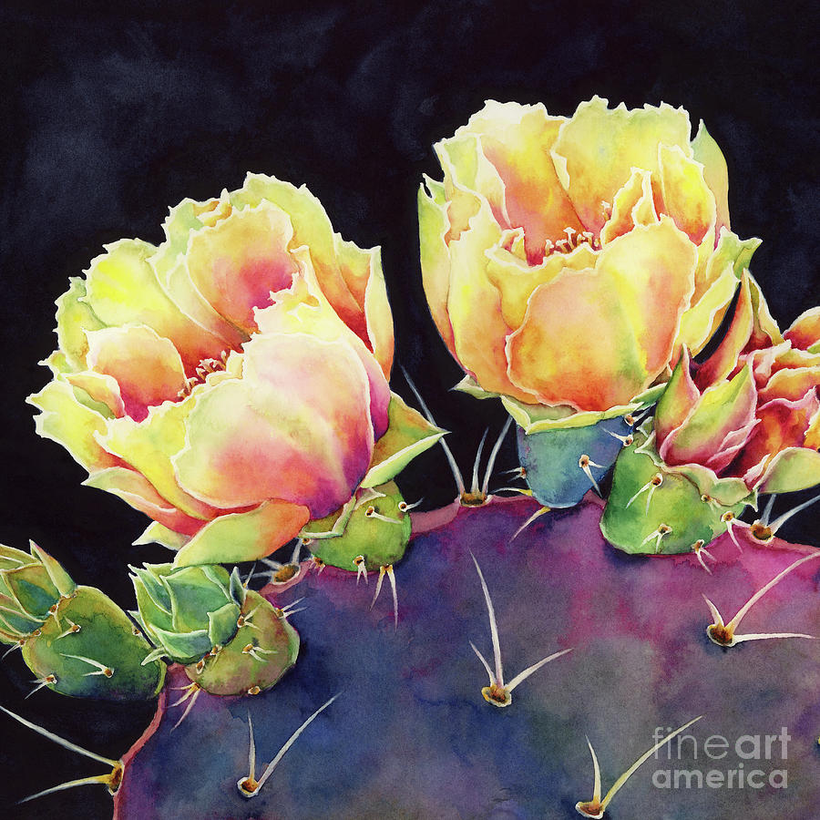 Desert Bloom 2 - Prickly Pear Painting by Hailey E Herrera