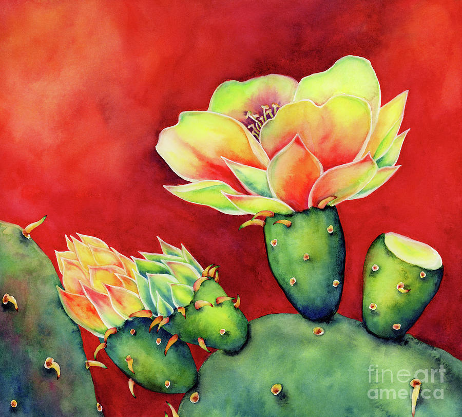 Desert Bloom - Prickly Pear Painting by Hailey E Herrera