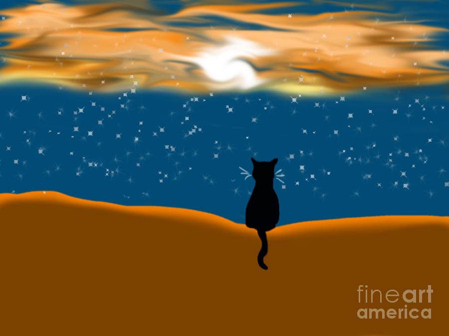 Desert cat Digital Art by Elaine Hayward