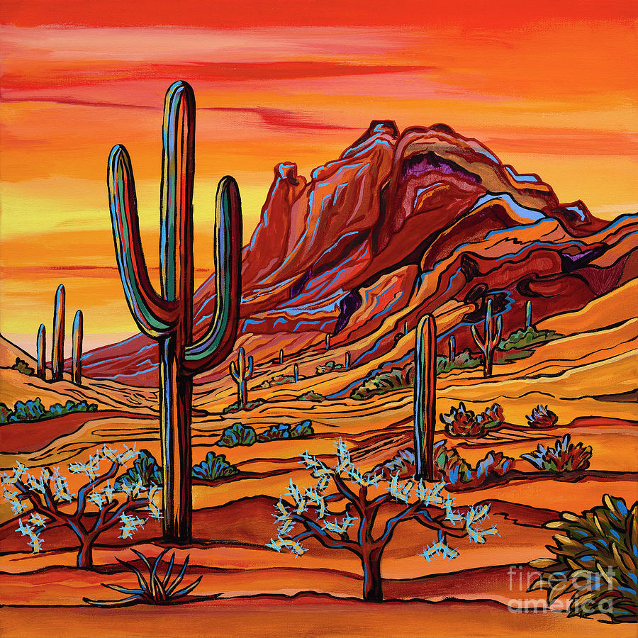Sunset Painting - Desert Color Therapy #5 Morning Blaze by Alexandria Winslow